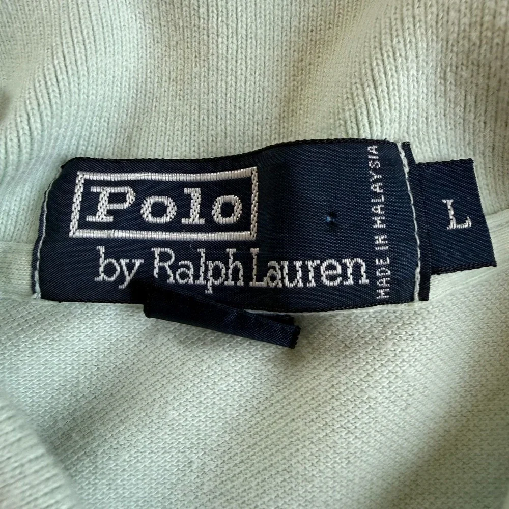 Polo Ralph Lauren Mens Large Vintage Polo Shirt Mint Green Gold Pony Cotton 90s